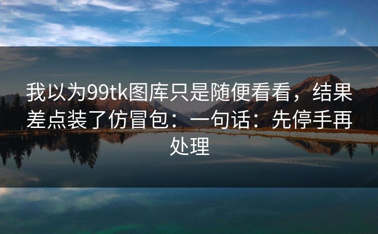 我以为99tk图库只是随便看看，结果差点装了仿冒包：一句话：先停手再处理
