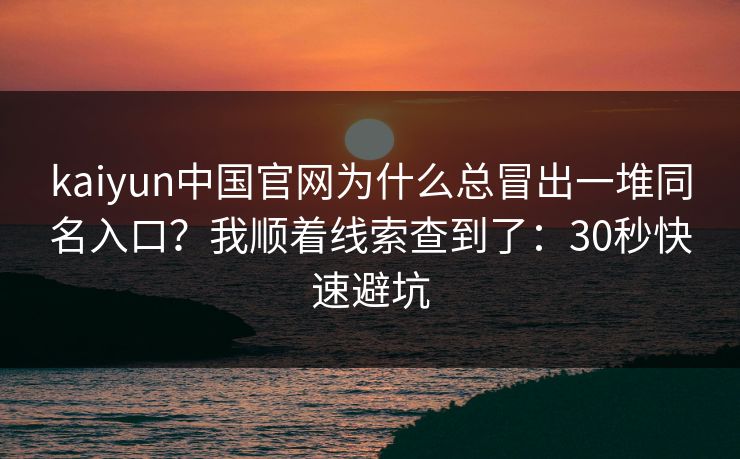 kaiyun中国官网为什么总冒出一堆同名入口？我顺着线索查到了：30秒快速避坑